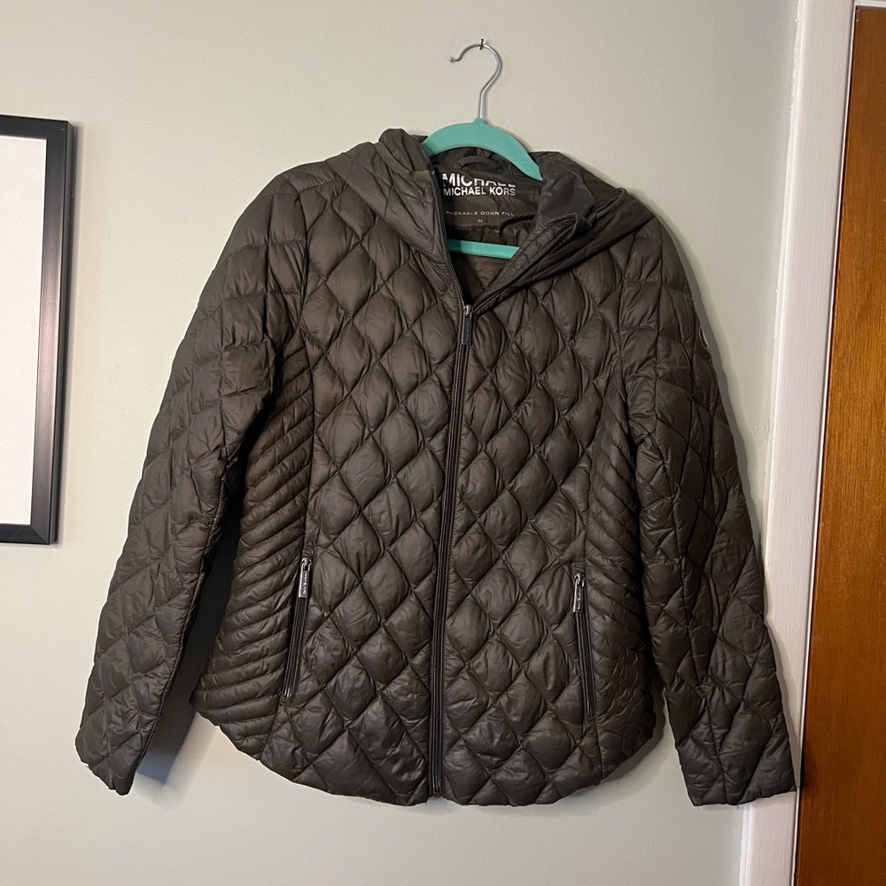 Michael Michael Kors Olive‎ Green Puffer Jacket Women Medium